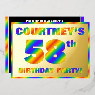 Invitation En Aluminium Fête du 58e anniversaire — Amusant, Rainbow Spectr