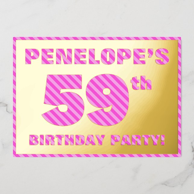 Invitation En Aluminium Fête du 59e anniversaire — Audacieux, amusant, ros (Recto)
