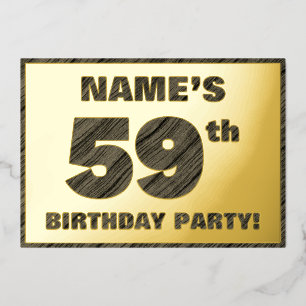 Invitation En Aluminium Fête du 59e anniversaire — Gras, Faux Wood Grain T