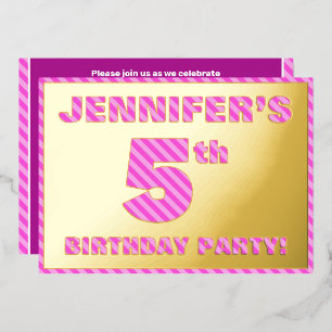 Invitation En Aluminium Fête du 5e anniversaire — Audacieux, amusant, rayu