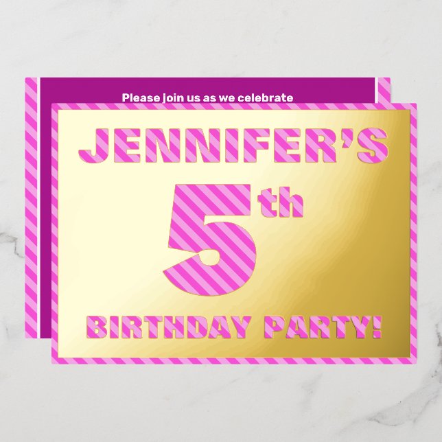 Invitation En Aluminium Fête du 5e anniversaire — Audacieux, amusant, rayu (Recto/Verso)