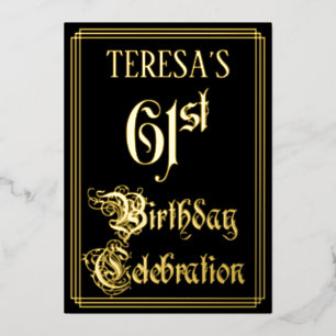 Invitation En Aluminium Fête du 61e anniversaire — Écriture fantaisie et n