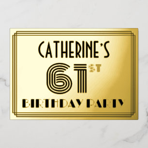 Invitation En Aluminium Fête du 61e anniversaire — Style Art déco « 61 » &