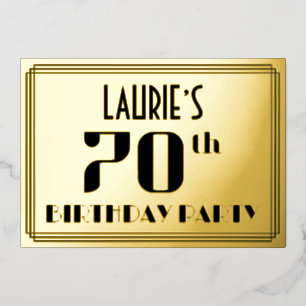Invitation En Aluminium Fête du 70e anniversaire : Art Déco Look "70" et n