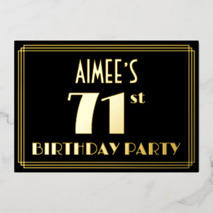 Invitation En Aluminium Fête du 71e anniversaire : Art Déco Look "71", ave