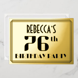 Invitation En Aluminium Fête du 76e anniversaire : décoration Art déco « 7