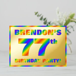 Invitation En Aluminium Fête du 77e anniversaire — Amusant, Rainbow Spectr