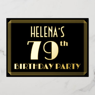 Invitation En Aluminium Fête du 79e anniversaire : Art Déco Look "79", ave