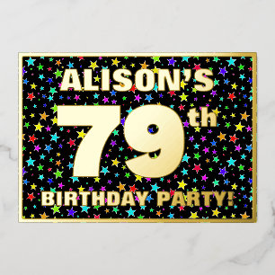 Invitation En Aluminium Fête du 79e anniversaire — motif d'étoiles colorée