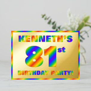 Invitation En Aluminium Fête du 81e anniversaire — Amusant, Rainbow Spectr