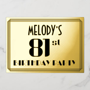 Invitation En Aluminium Fête du 81e anniversaire : Art Déco Look "81" et n