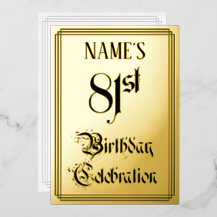 Invitation En Aluminium Fête du 81e Anniversaire — Écriture Élégante + Nom