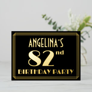Invitation En Aluminium Fête du 82e anniversaire : Art Déco Look "82", ave