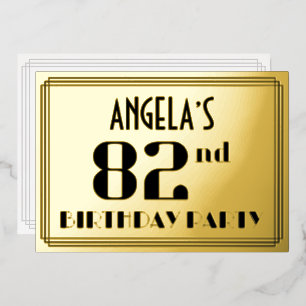 Invitation En Aluminium Fête du 82e anniversaire : Art Déco Look "82" et n