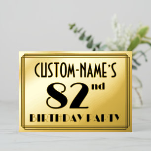 Invitation En Aluminium Fête du 82e anniversaire — Regarder Art Déco "82"