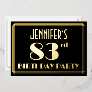 Invitation En Aluminium Fête du 83e anniversaire : Art Déco Look "83", ave