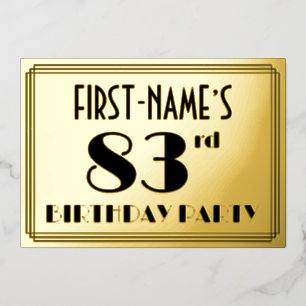 Invitation En Aluminium Fête du 83e anniversaire — Regarder Art Déco "83"