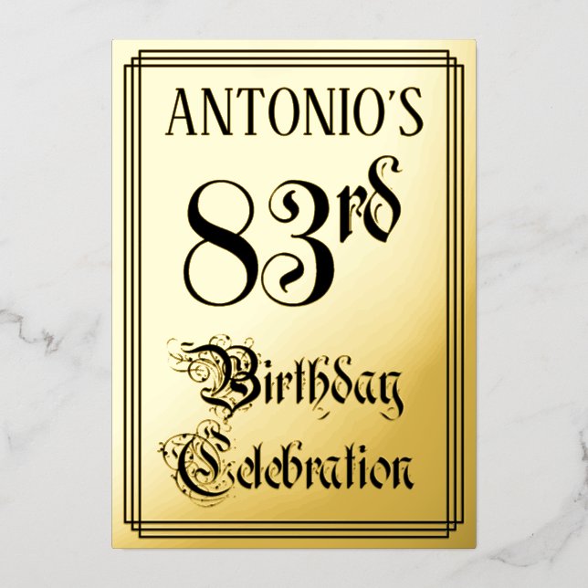 Invitation En Aluminium Fête du 83e anniversaire — Script élégant + Nom pe (Recto)