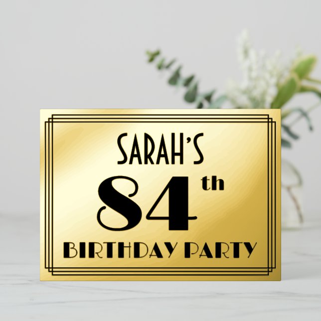 Invitation En Aluminium Fête du 84e anniversaire — Regarder Art Déco "84"  (Debout devant)