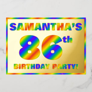 Invitation En Aluminium Fête du 86e anniversaire — Amusant, Rainbow Spectr