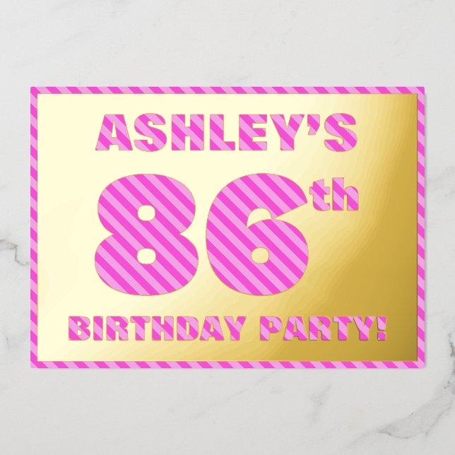 Invitation En Aluminium Fête du 86e anniversaire — Audacieux, amusant, ros (Recto)