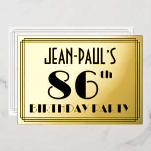 Invitation En Aluminium Fête du 86e anniversaire — Regarder Art Déco "86" 