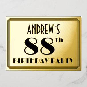 Invitation En Aluminium Fête du 88e anniversaire — Regarder Art Déco "88" 