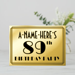 Invitation En Aluminium Fête du 89e anniversaire — Regarder Art Déco "89" 