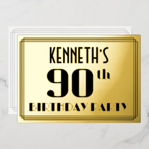 Invitation En Aluminium Fête du 90e anniversaire : décoration Art Déco « 9