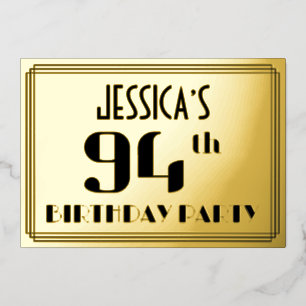 Invitation En Aluminium Fête du 94e anniversaire : décoration Art déco « 9