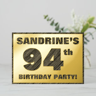 Invitation En Aluminium Fête du 94e Anniversaire — Texte à Grain de Bois F