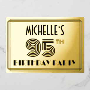 Invitation En Aluminium Fête du 95e anniversaire — Art Déco Style "95" & N