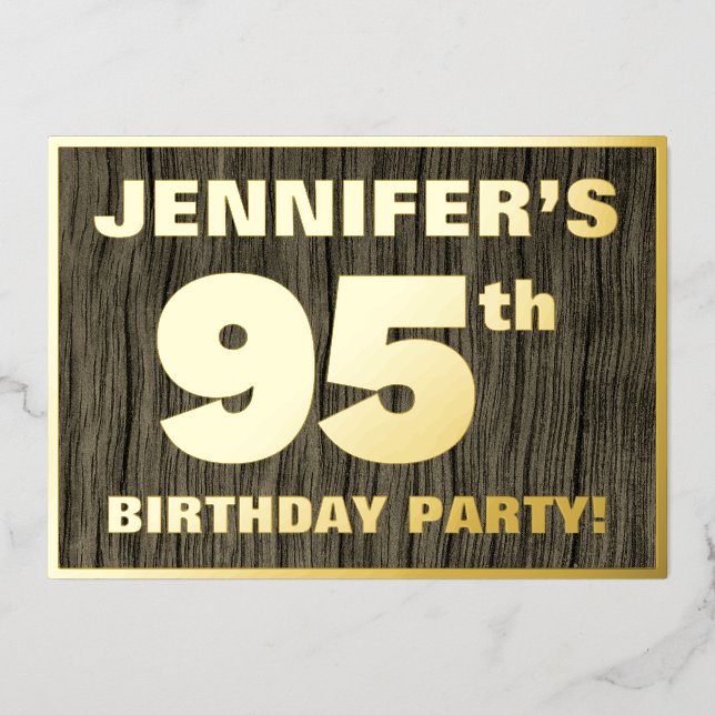 Invitation En Aluminium Fête du 95e anniversaire : Gras, Motif du grain de (Recto)