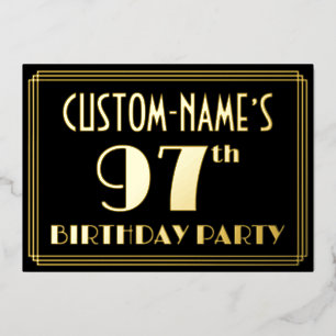 Invitation En Aluminium Fête du 97e anniversaire : Art Déco Look "97", ave