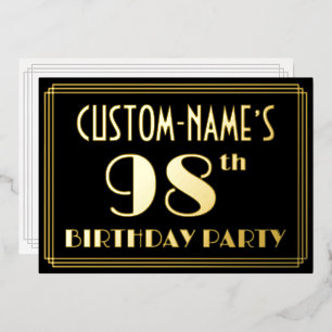 Invitation En Aluminium Fête du 98e anniversaire : décoration Art déco « 9