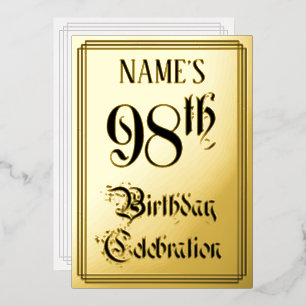 Invitation En Aluminium Fête du 98e anniversaire — Écriture élégante + Nom