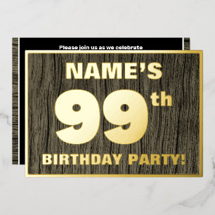 Invitation En Aluminium Fête du 99e anniversaire : motif audacieux à faux
