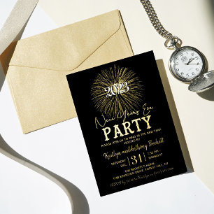 Invitation En Aluminium Fête du Nouvel An à la typographie élégante réelle