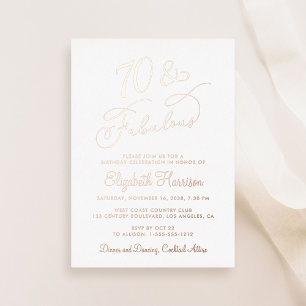Invitation En Aluminium Fête élégante de 70 ans et fabuleuse pour 70 ans