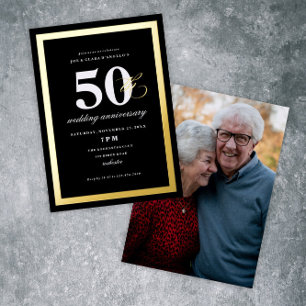 Invitation En Aluminium Fête élégante du 50e anniversaire de mariage