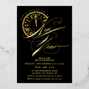 Invitation En Aluminium Fête élégante et moderne du Nouvel An sous alumini