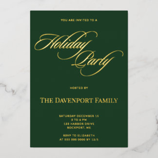 Invitation En Aluminium Fête élégante verte avec papier d'or pour les Fête