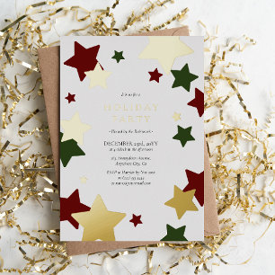 Invitation En Aluminium Fête Étoilée de Noël et des Fêtes
