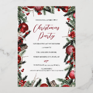 Invitation En Aluminium Fête Festive Rouge d'or Noël Foliage Fête Wreath