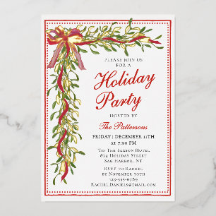 Invitation En Aluminium Fête Mistletoe Bow Fête de Noël moderne