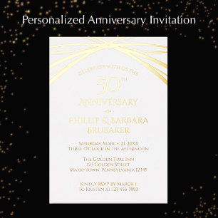 Invitation En Aluminium Fête Moderne de Mariage d'Or 50e Anniversaire Arch
