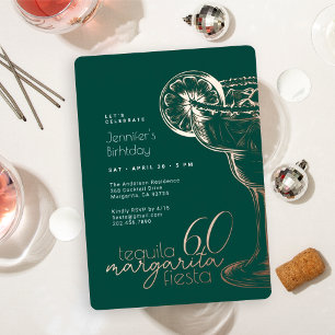 Invitation En Aluminium Fête moderne verte Margarita 60e anniversaire
