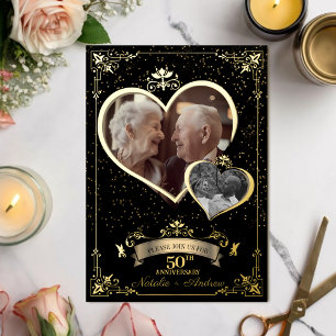 Invitation En Aluminium Fête romantique d'anniversaire de mariage d'or Pho
