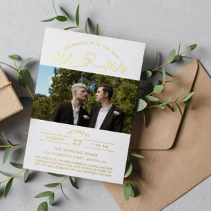 Invitation En Aluminium Fêtez Avec Le Nouveau Mr & Mr Photo
