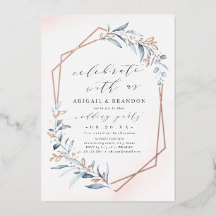 Invitation En Aluminium Fêtez Avec Nous ! Dusty Green Rose Gold Party